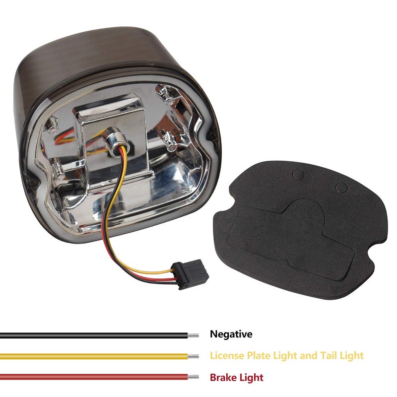 NTHREEAUTO Smoked LED Tail Light Motorcycle Rear Taillights with Brake License Plate Lights Compatible with Harley Dyna, FLST, FXSTB, FXST, Touring Models - Image 2